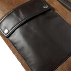 Mens Aviator Shearling Motorcycle Bomber Leather Jacket