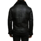 Mens Black Real Shearling Leather Jacket