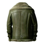 Mens Double Collar Green RAF Bomber Shearling Jacket