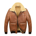 Mens Aviator Camel A2 Shearling Bomber Leather Jacket