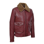 Mens Maroon Aviator Jet Fighter Bomber Leather Jacket