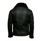 Mens Shearling Adjustable Collar Leather Jacket