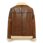 Mens Adjustable Warm Shearling Aviator Leather Jacket