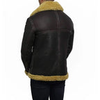 Mens Real Shearling Bomber Black Leather Jacket