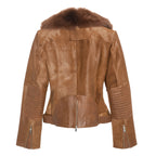 Womens Tara Calf Brown Fur Leather Jacket