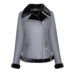 Womens Black Fur Shearling Leather Jacket