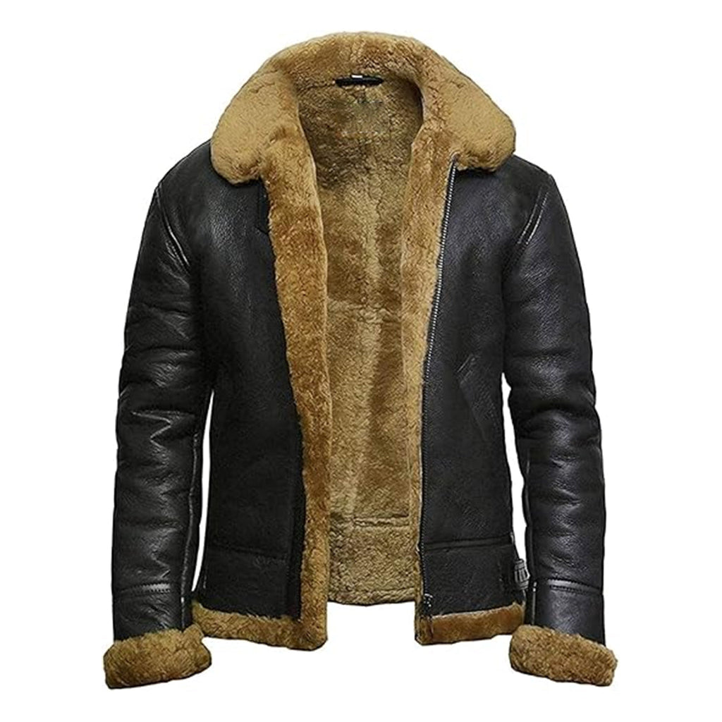 Mens B3 Flying Genuine Shearling Bomber Leather Jacket