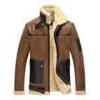 Mens Aviator Shearling Motorcycle Bomber Leather Jacket