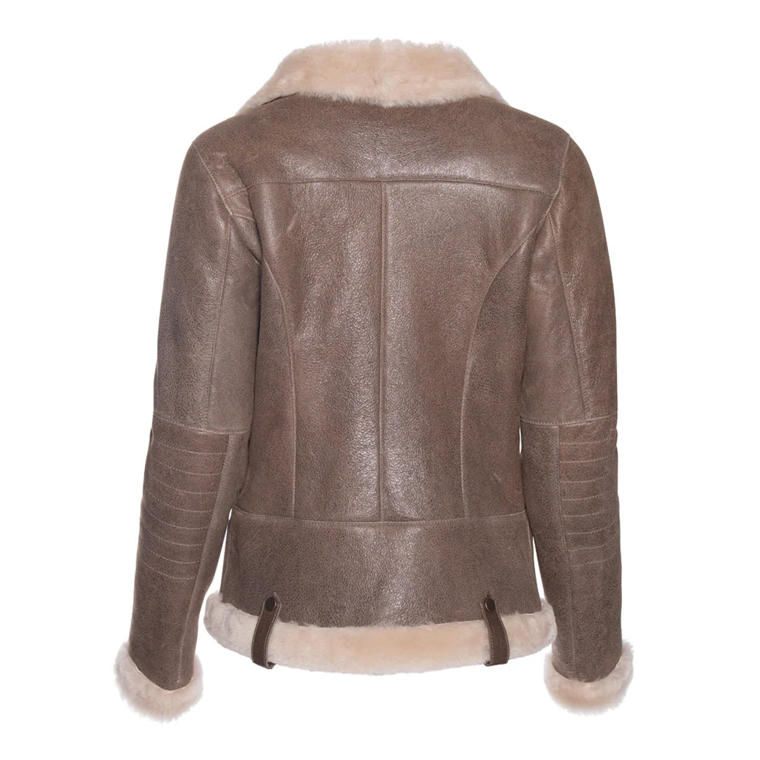 Womens Spanish Brown Shearling Leather Jacket