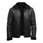 Mens Black Flying Shearling Leather Jacket