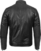 Mens Cafe Racer Jacket – Black Real Lambskin Leather