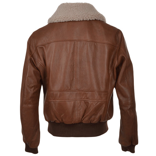 Aviator Fur Collar Leather Jacket