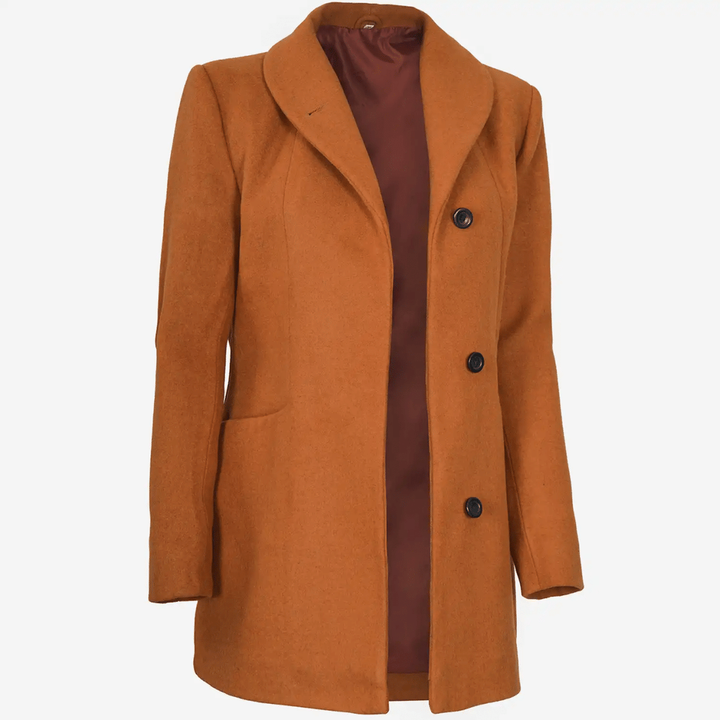 Barbara Rust Wool Coat For Women