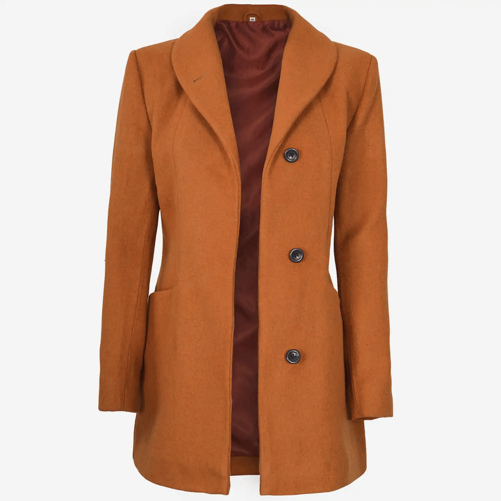 Barbara Rust Wool Coat For Women
