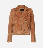 Women Biker Style Brown Suede Leather Jacket