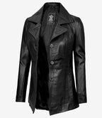 Bitonto Womens Black Leather Coat - 3/4 Length