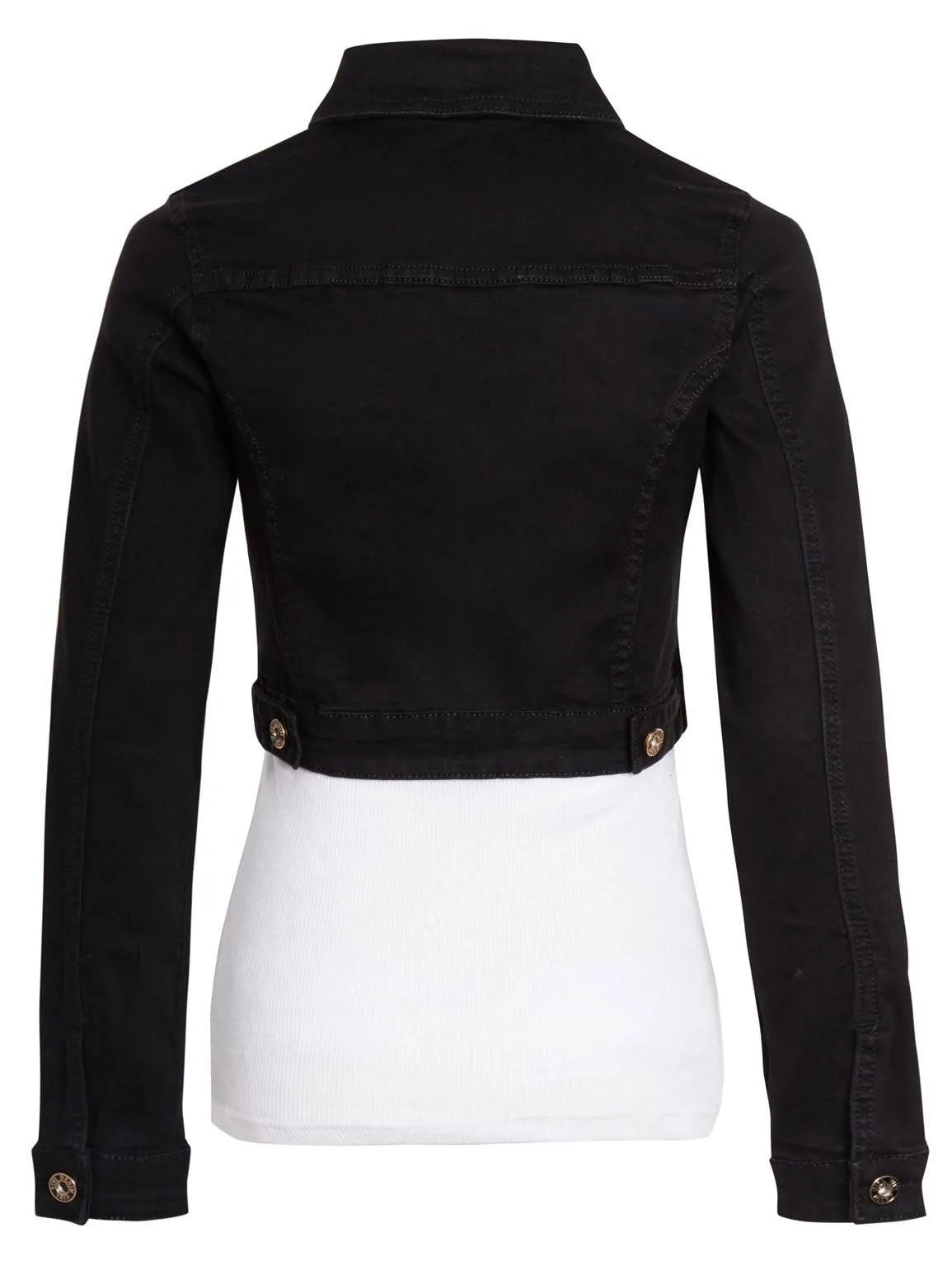 Womens Black Denim Jacket Cropped