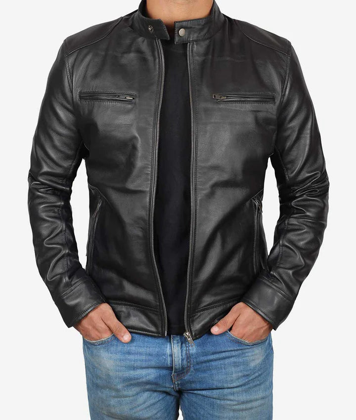 Mens Cafe Racer Jacket Black