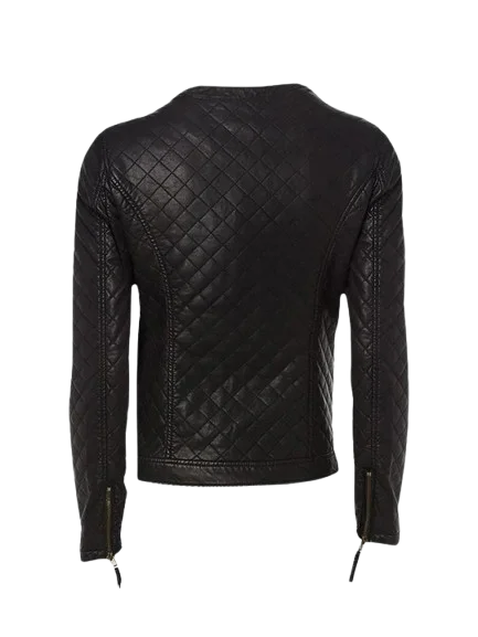 Quilted Womens Black Leather Jacket