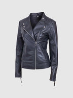 Womens Black Leather Moto Jacket