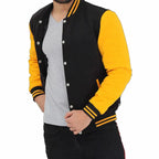 Mens Black and Yellow Varsity Jacket