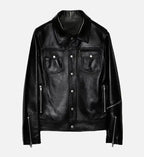 Womens Black Zipper Trucker Biker Jacket