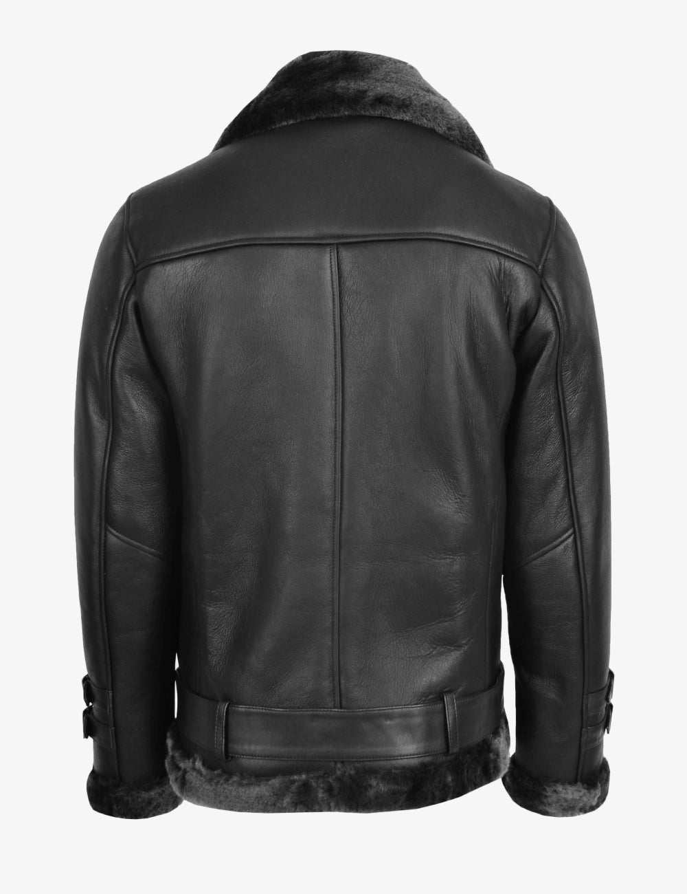 Mens Black B3 Aviator Leather Jacket with Shearling
