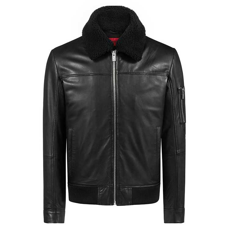 Bomber Fur Collar Real Leather Jacket