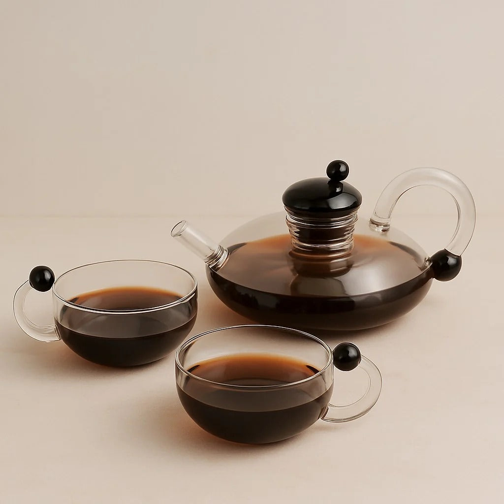 Borosilicate glass filtration teapot with cups