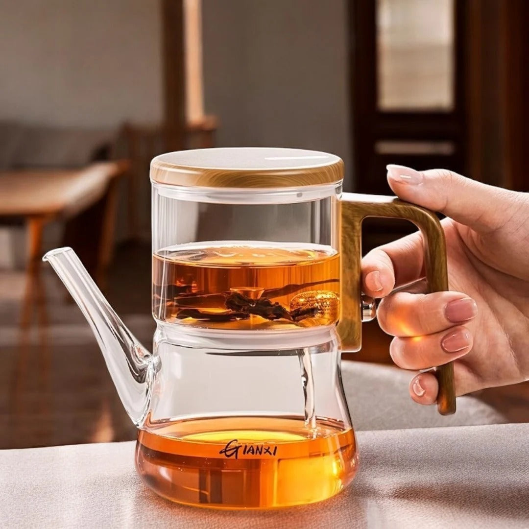 Borosilicate glass magnetic filtration teapot