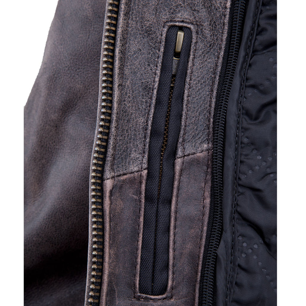 Womens Distressed Braided Leather Jacket