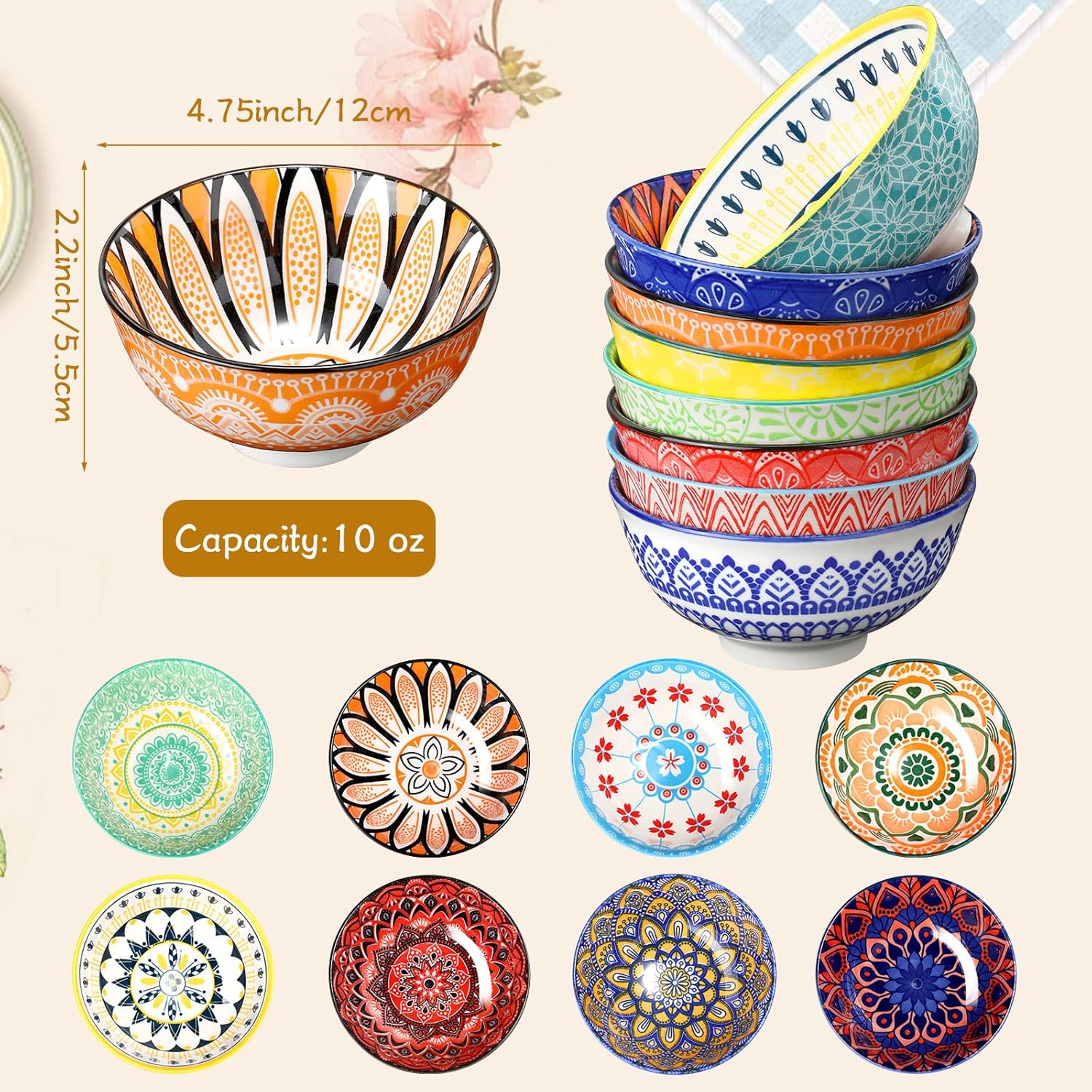 Bright Multicolor Ceramic Dessert Bowls – Crestiva Dinnerware