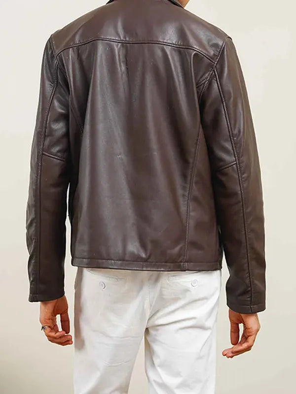 Mens Brown Genuine Leather Jacket