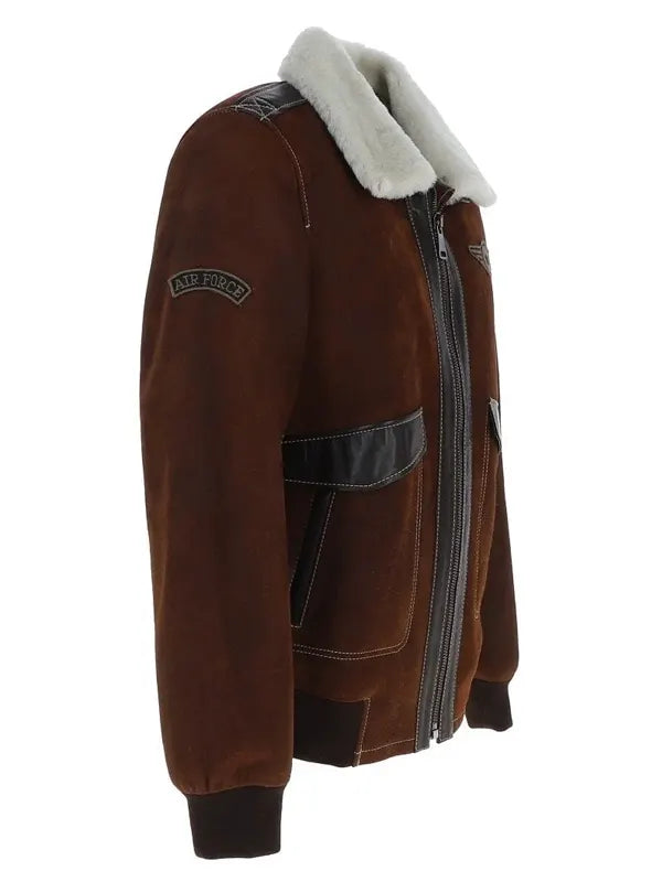 NC Air Force Brown Sheepskin Pilot Jacket