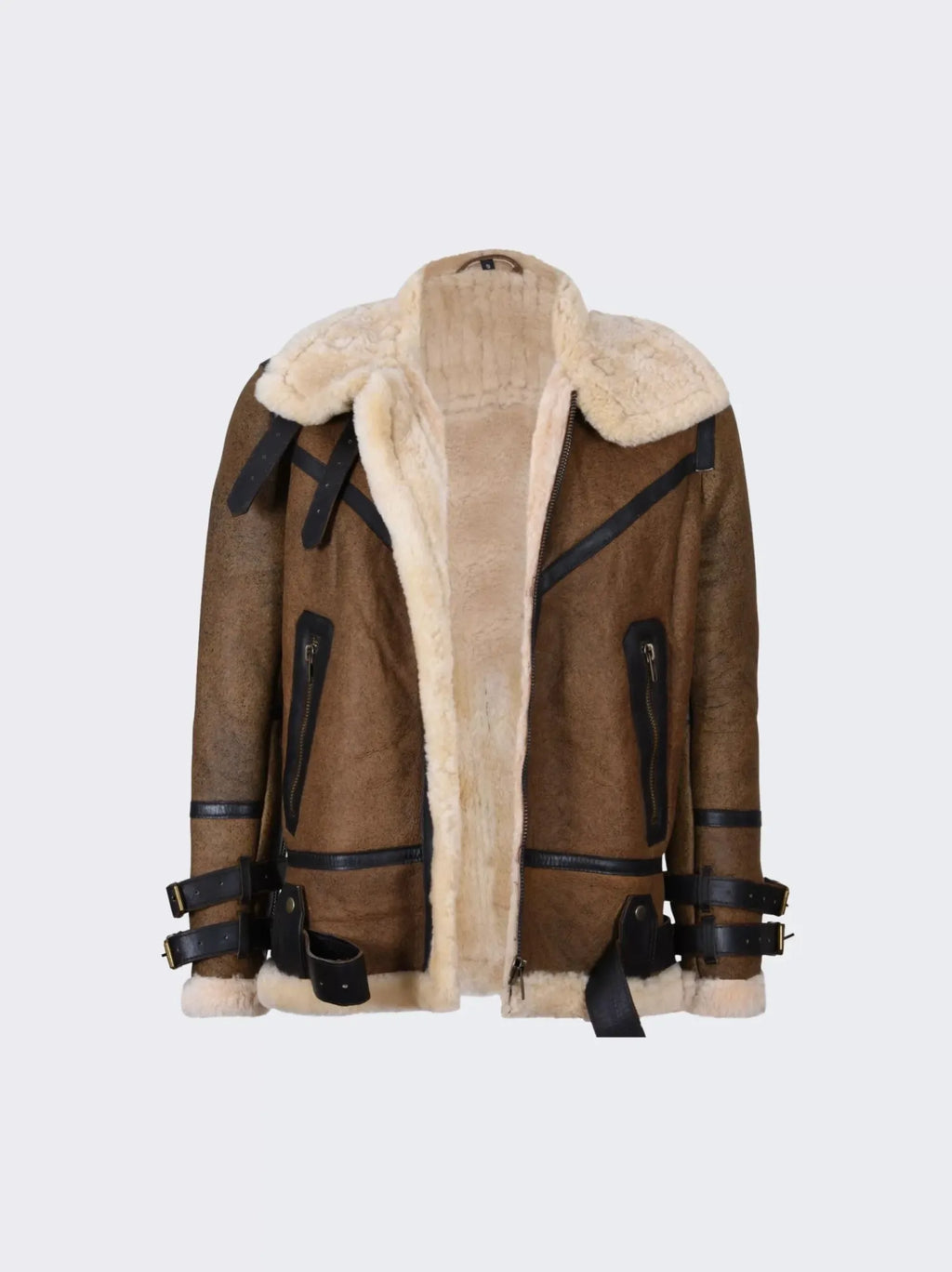 Mens Brown B3 Shearling Leather Flight Jacket