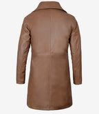 Mens Lambskin Leather Brown Coat - 3/4 Length