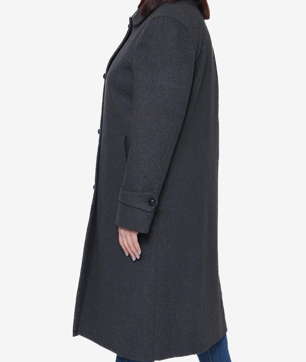 Patrice Womens Charcoal Grey Wool Coat