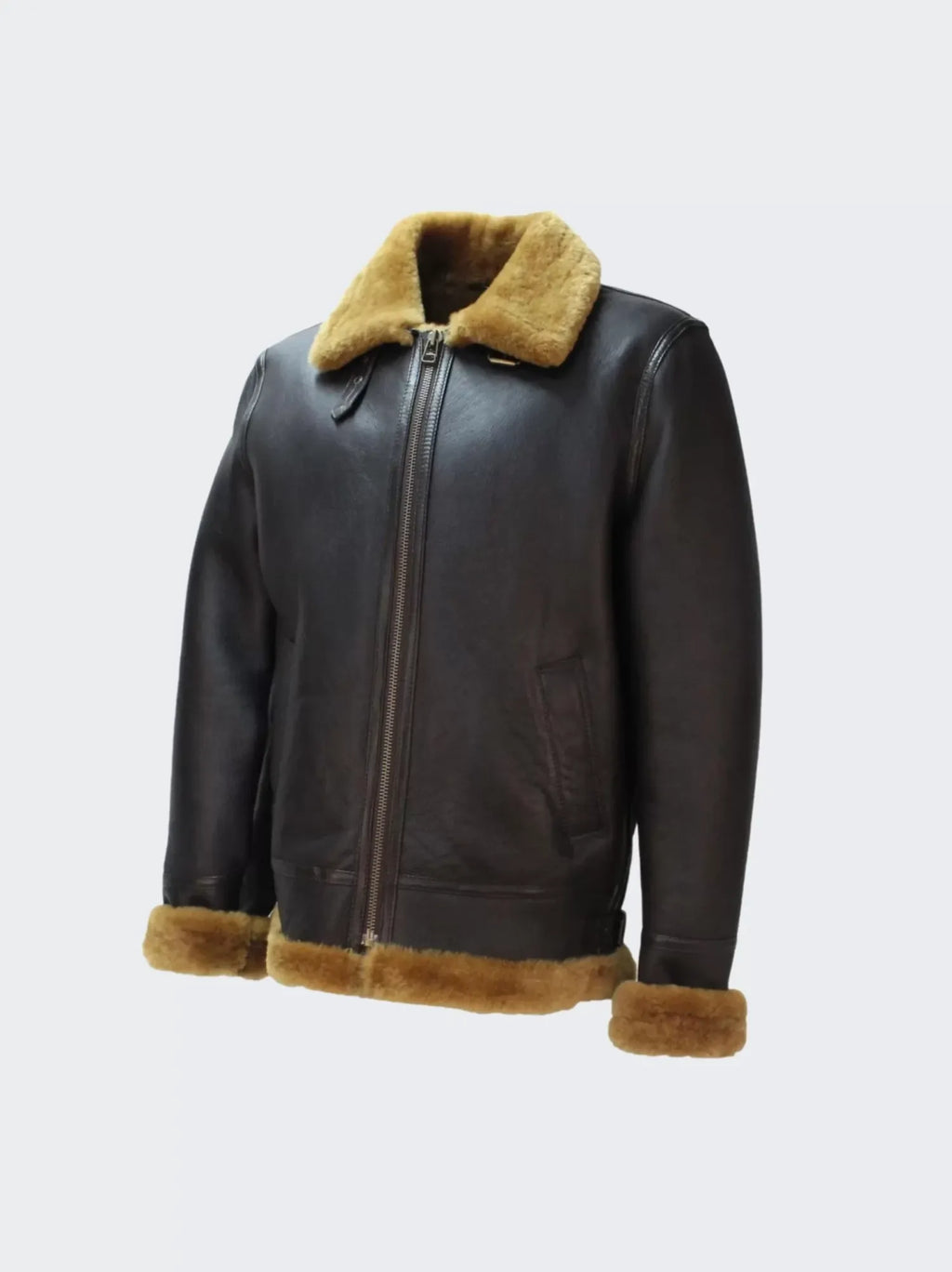 B3 Shearling Leather Moto Collar Jacket for Men