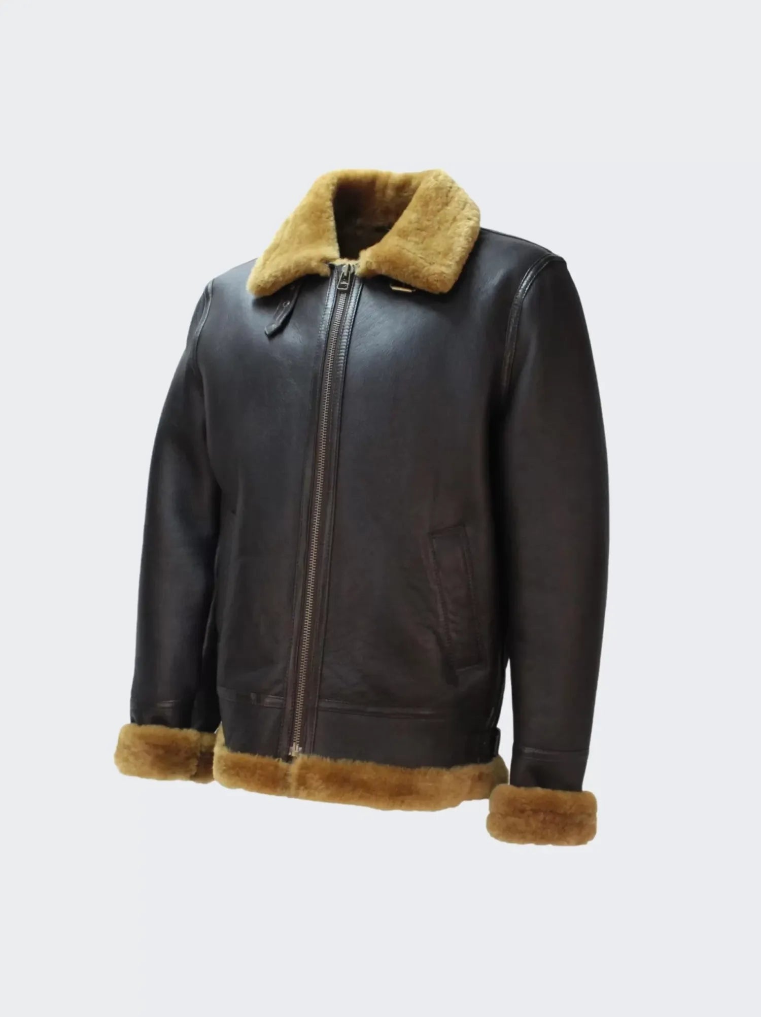 B3 Shearling Leather Moto Collar Jacket for Men
