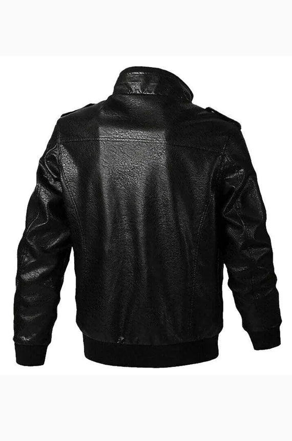 Mens Bomber Aviator Leather Jacket