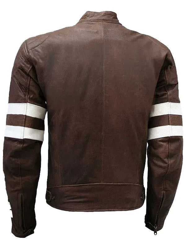 Mens Brown Cafe Racer Leather Jacket