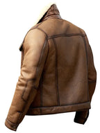 Mens Trucker Brown Leather Shearling Jacket