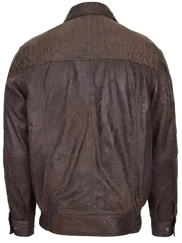 Mens Brown Nubuck Bomber Jacket