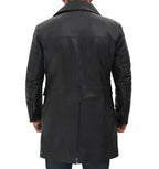 Mens Four Pocket Black Leather Trench Coat