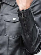 Mens Shirt Style Black Leather Jacket