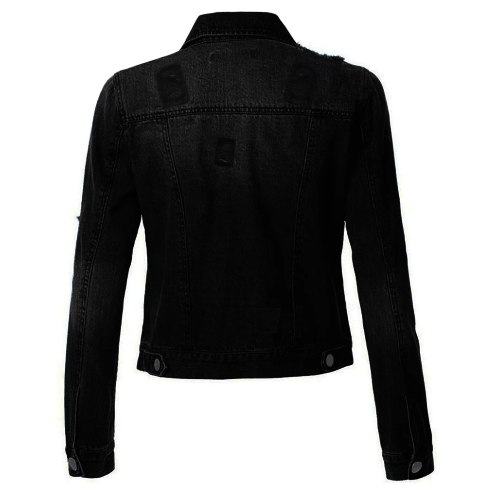 Womens Black Denim Jean Jacket