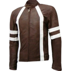 Vintage Distressed Men Brown Leather Jacket