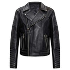 Asymmetric Zip Biker Leather Jacket For Men