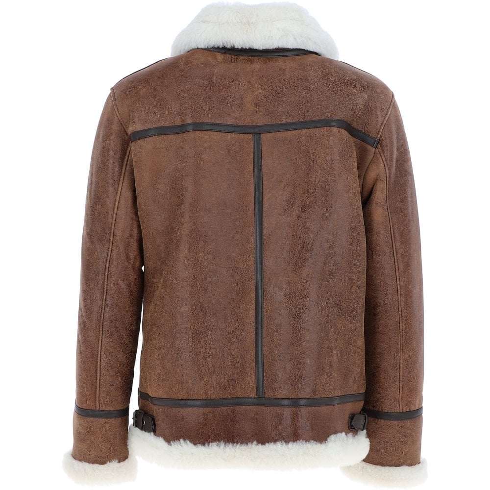 Mens Antique Shearling Aviator Jacket