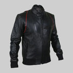 Drake Mens Black Bomber Moto Leather Jacket
